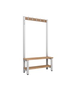1000mm Premium Single Sided Changing Room Hook Bench Seat with Base Shelf and Beech Slats
