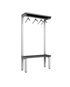 1000mm Single Sided Over Head Hanging Changing Room Bench Seat with Black Polymer Slats