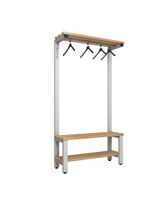 1000mm Premium Single Sided Over Head Hanging Changing Room Bench Seat with Base Shelf and Beech Slats
