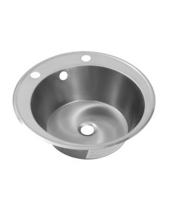 KWC DVS Round Stainless Steel Inset Wash Hand Basin with 2 Tap Holes - 440mm