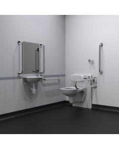 Fitzroy Of London Wall Hung Doc M Toilet Pack with Stainless Steel Concealed Fixings - Polished Stainless Steel | Commercial Washrooms