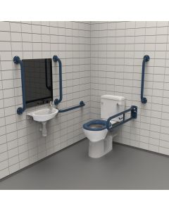 Fitzroy Of London Rimless Close Coupled Doc M Toilet Pack with Exposed Fixings - Dark Blue