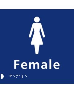 Female Braille Toilet Sign - Blue Plastic 