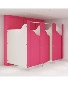 Pink and White Junior School Toilet Cubicles