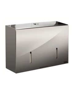 Polished Stainless Twin 6" Micro Mini Jumbo Toilet Roll Dispenser, Microcube | Commercial Washrooms
