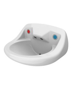 Dudley Resan Anti-Ligature Basin with Nose, Two Tap Outlets, Pneumatic Control, Polished Gloss Effect | Commercial Washrooms
