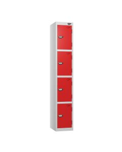 Four Door Metal Locker - Red Doors