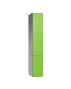 Three Door Supreme Wet Area Locker with Lime Green SGL Laminate Doors