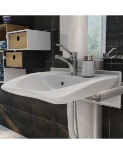 Pressalit PLUS Height Adjustable Bracket with CURVE Wash Basin Pack | Commercial Washrooms