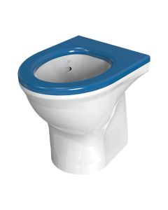 Dudley Resan Raised Height Back to Wall Toilet Pan V2 - Blue Seat