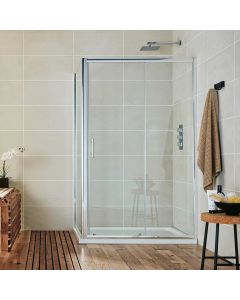 Scudo S6 Glass Sliding Shower Door - Chrome Frame