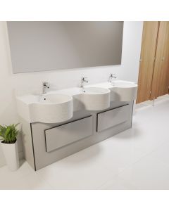 Semi-Recessed Solid Surface Vanity Top with Moulded Basins