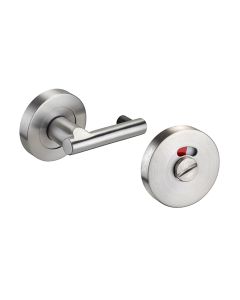 Pilaster Mounted Lever Arm Toilet Cubicle Lock  - Satin Stainless Steel