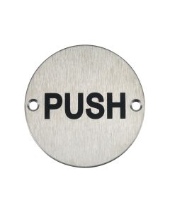 Push Door Sign - Satin Stainless Steel
