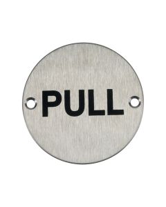 Pull Door Sign - Satin Stainless Steel