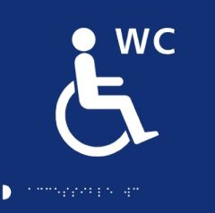 Disabled Braille Toilet Sign - Blue Plastic