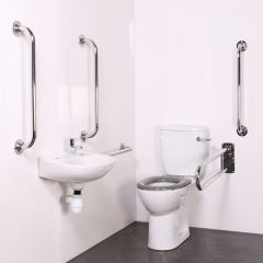 Close Coupled Disabled Toilet Room Pack with Polished or Satin Stainless Steel Grab Rails