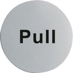 Pull Door Sign - Satin Stainless Steel