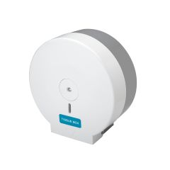 Mini Jumbo Toilet Roll Dispenser - White Plastic