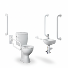 Armitage Shanks Monaco 2 Doc-M Close Coupled Toilet Pack with Thermostatic Valve and White Grab Rails | Commercial Washrooms