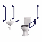Armitage Shanks Monaco2 Doc-M Close Coupled Toilet Pack with Thermostatic Valve and Blue Grab Rails, S7076LI