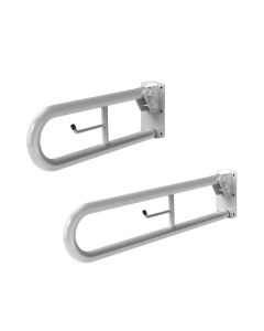 Fitzroy Of London (formerly known as NYMAS Group) Trombone Lift and Lock Steel Hinged Support Rail With Toilet Roll Holder - 800mm, White | NymaPRO