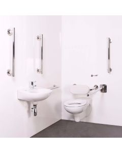 Wall Hung Doc M Toilet Pack with Delux Stainless Steel Grab Rails
