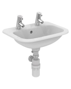 Armitage Shanks Planet 21 countertop washbasin 50cm 2 tapholes with overflow and chainstay hole | Commercial Washrooms