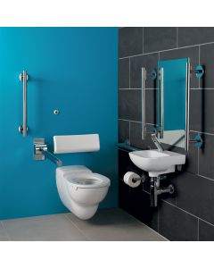Right Handed Armitage Shanks Sensorflow 21 Doc M Wall Hung Toilet Pack with Chrome Grab Rails