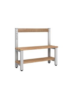 1000mm Double Sided Low Bench Seat with Base Shelf and Beech Slats