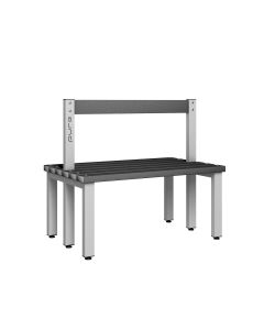 1000mm Double Sided Low Bench Seat with Back Rest and Black Polymer Slats