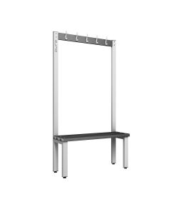 1000mm Single Sided Changing Room Hook Bench Seat with Black Polymer Slats 