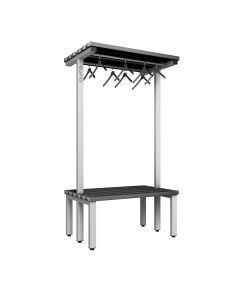1000mm Double Sided Over Head Hanging Changing Room Bench Seat with Black Polymer Slats