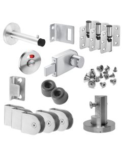Stainless Steel Cubicle Hardware Pack for Floor to Ceiling Toilet Cubicles (13mm)