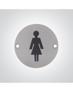 Dolphin Female Toilet Sign - Satin Stainless Steel