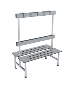 Double Sided Island Changing Room Bench Seat - SGL Slats - Grey