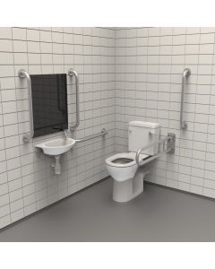 Fitzroy Of London Close Coupled Doc M Toilet Pack with Concealed Fixing Grab Rails - Satin | Commercial Washrooms