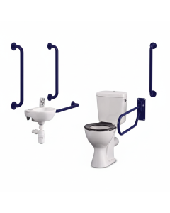 Armitage Shanks Monaco2 Doc-M Close Coupled Toilet Pack with Thermostatic Valve and Blue Grab Rails | Armitage Shanks