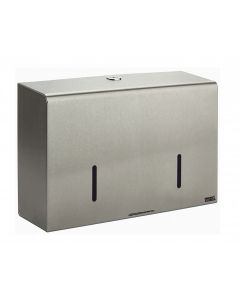 Brushed Stainless Steel Twin 6" Micro Jumbo Toilet Roll Dispenser, Microcube | Commercial Washrooms