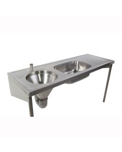 Pland Fiji HTM64 Stainless Steel Combination Medical Slop Hopper Trough (Top Inlet, Right handed Drainer)