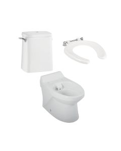 Twyford Sola School Rimless 300 Close-coupled Toilet Pack with Open Ring and Spatula Cistern