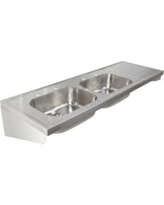 Twyford Sola Stainless Steel Hospital Sink with Double Sink and Drainer (1800mm)