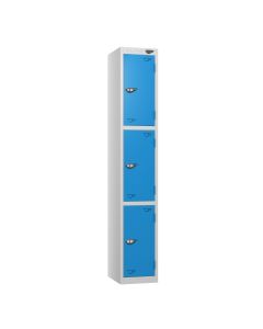 Three Door Metal Locker - Blue Doors
