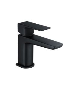 Rak Moon Mini Mono Basin Mixer Tap with Clicker Waste - Matt Black | Commercial Washrooms
