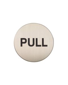 Adhesive Pull Door Sign - Satin Stainless Steel