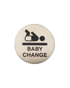 Adhesive Baby Changing Door Sign - Satin Stainless Steel