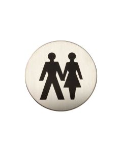 Adhesive Unisex Toilet Door Sign - Satin Stainless Steel