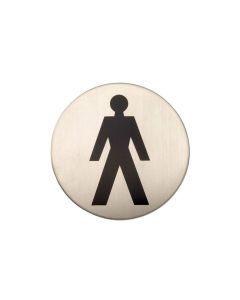 Adhesive Male Toilet Door Sign - Satin Stainless Steel
