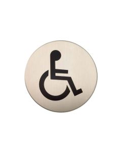 Adhesive Disabled Toilet Sign - Satin Stainless Steel