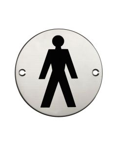 Male Toilet Sign - Polished Stainless Steel
